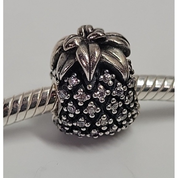 Pandora Sterling Bead Charm 925 Silver Splarkling Pineapple 791293CZ - Picture 1 of 6